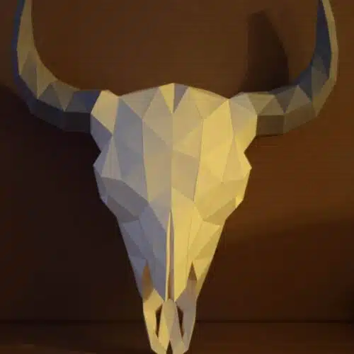 Papercraft Bison-Schädel-Skelett in 3D-Origami