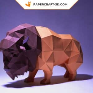 Papercraft Bison en origami papier 3D à télécharger