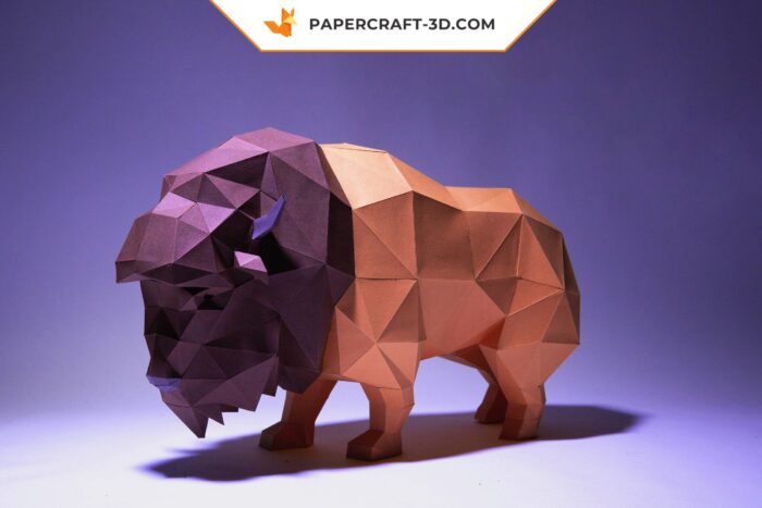 Papercraft Bison en origami papier 3D à télécharger