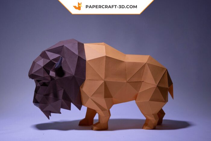 Papercraft Bison en origami papier 3D à télécharger