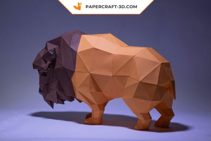 Papercraft Bison en origami papier 3D à télécharger