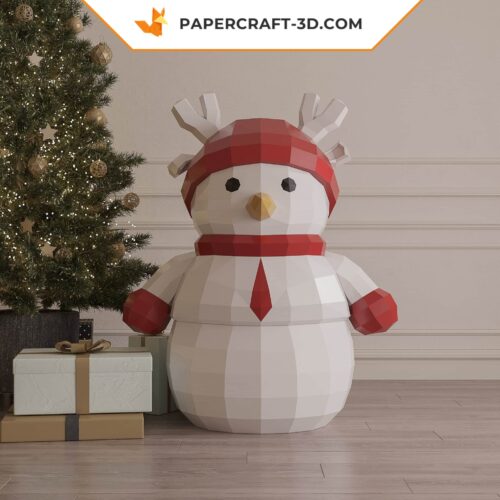 Papercraft Bonhomme de neige de Noël en origami papier 3D