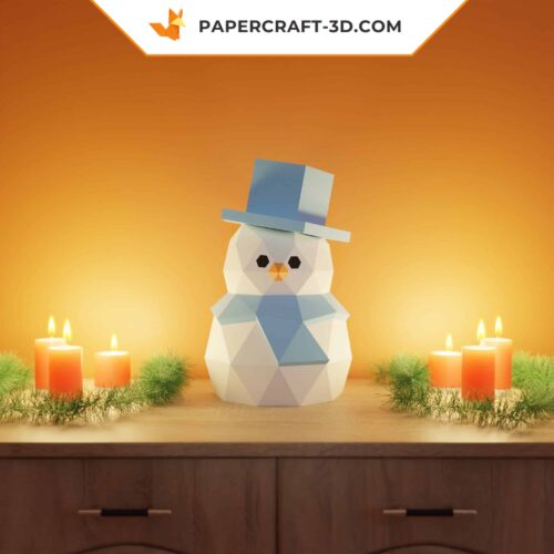 Papercraft Bonhomme de neige en origami papier 3D DIY pour décoration de Noël