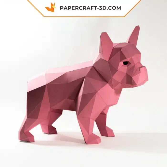 Papercraft Bouledogue français en origami papier 3D