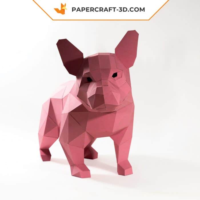 Papercraft Bouledogue français en origami papier 3D