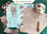 Papercraft Bouledogue français en origami papier 3D