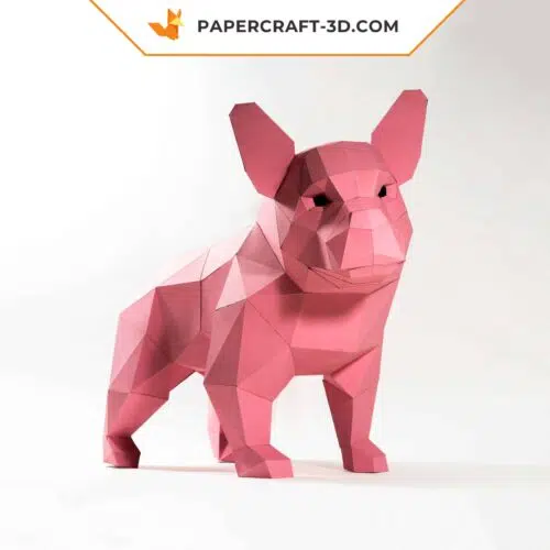 Papercraft Französische Bulldogge in 3D Origami
