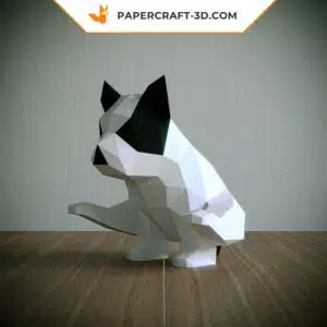 Papercraft Bouledogue Français Gymnaste en Origami Papier 3D