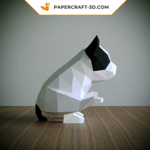 Papercraft Bouledogue Français Gymnaste en Origami Papier 3D