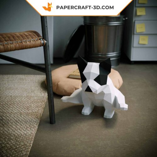 Papercraft Bouledogue Français Gymnaste en Origami Papier 3D