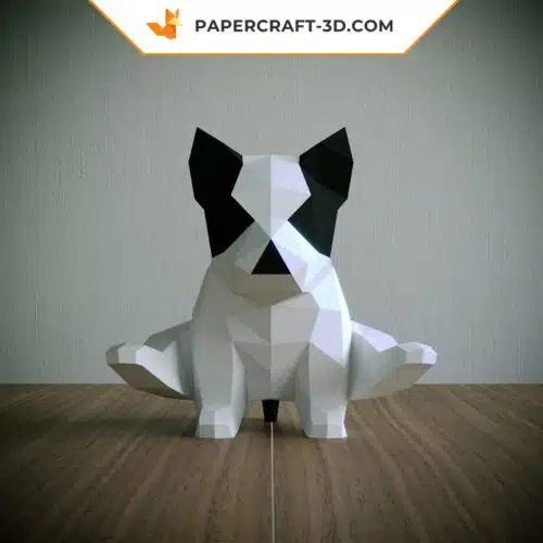Papercraft buldogue ginasta em origami