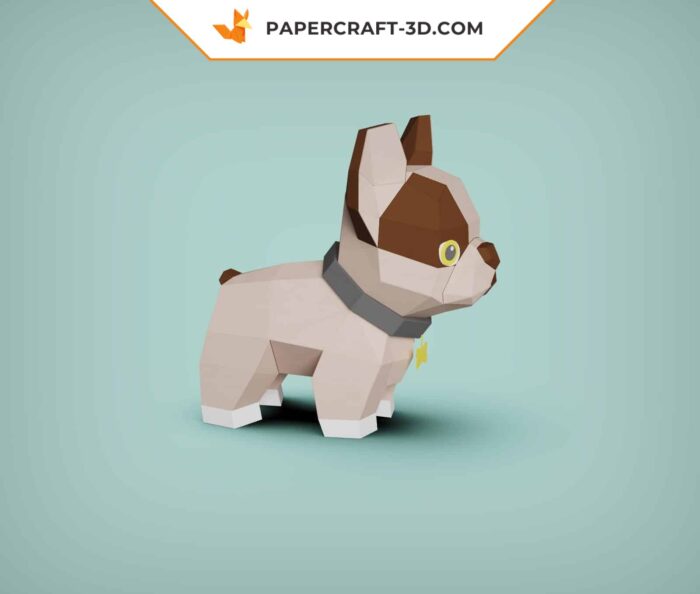 Papercraft Bouledogue mignon en papier 3D, sculpture à imprimer soi-même