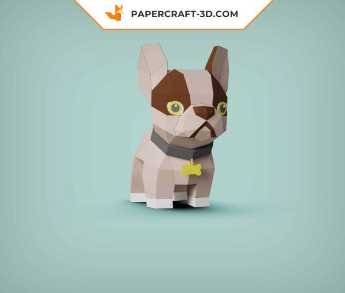 Papercraft Bouledogue mignon en papier 3D, sculpture à imprimer soi-même