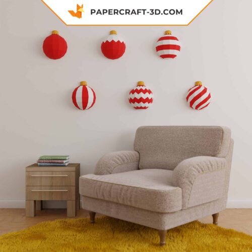 Papercraft Boules de Noël en origami papier 3D DIY pour décoration murale de fête