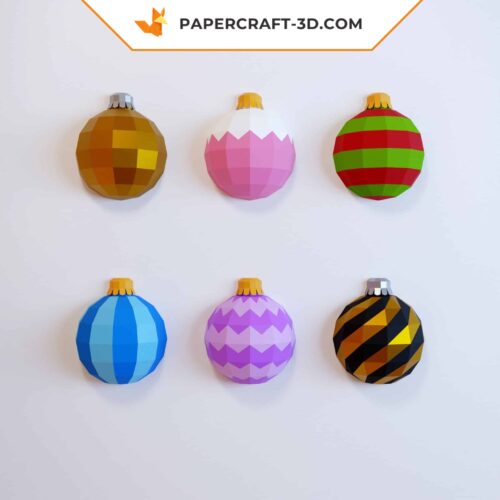 Papercraft Boules de Noël en origami papier 3D DIY pour décoration murale de fête