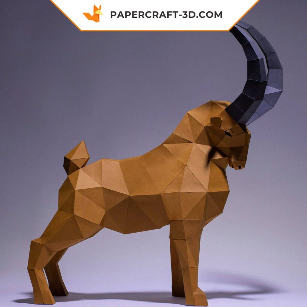 Papercraft bouquetin en origami 3D