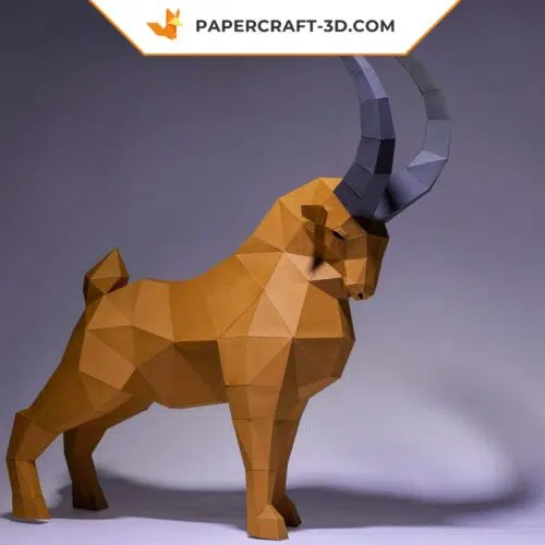 Papercraft Bouquetin origami papier 3D en low poly DIY téléchargeable