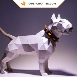 Papercraft Bull Terrier chien origami papier 3D modèle numérique DIY