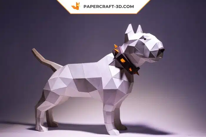 Papercraft Bull Terrier chien origami papier 3D modèle numérique DIY