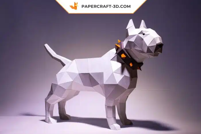 Papercraft Bull Terrier chien origami papier 3D modèle numérique DIY