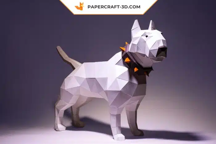 Papercraft Bull Terrier chien origami papier 3D modèle numérique DIY