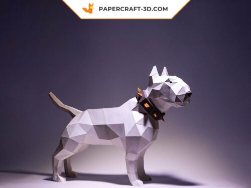 Papercraft Bull Terrier chien origami papier 3D modèle numérique DIY
