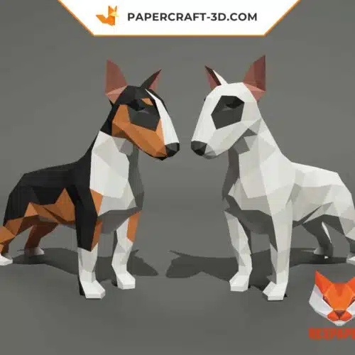 Papercraft Bull Terrier en origami papier 3D