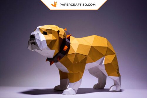 Papercraft Bulldog en origami papier 3D, modèle à télécharger