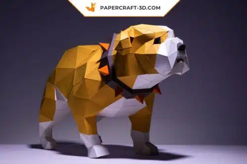 Papercraft Bulldog en origami papier 3D, modèle à télécharger