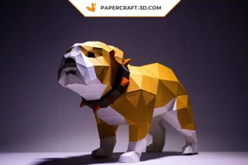 Papercraft Bulldog en origami papier 3D, modèle à télécharger
