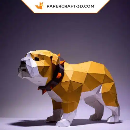 Papercraft Bulldog en origami papier 3D, modèle à télécharger