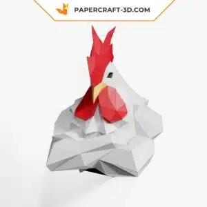 Papercraft buste de coq origami papier 3D