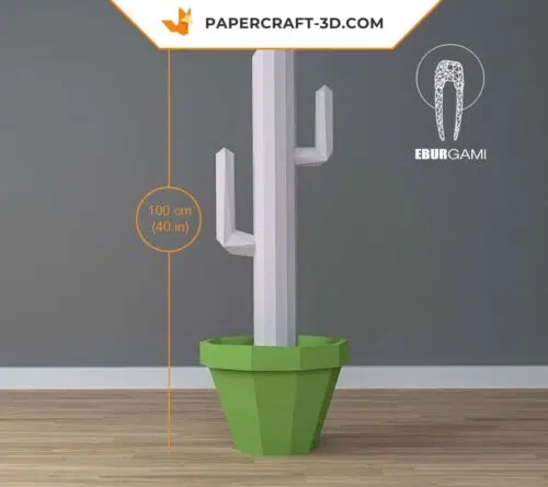 Papercraft Cactus Saguaro XXL en origami papier 3D