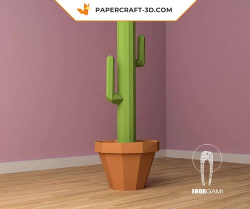 Papercraft Cactus Saguaro XXL en origami papier 3D