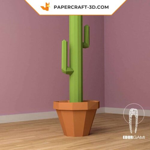 Papercraft Cactus Saguaro XXL en origami papier 3D