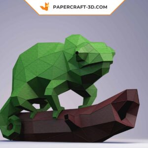 Papercraft Caméléon en papier origami 3D, modèle à télécharger en PDF