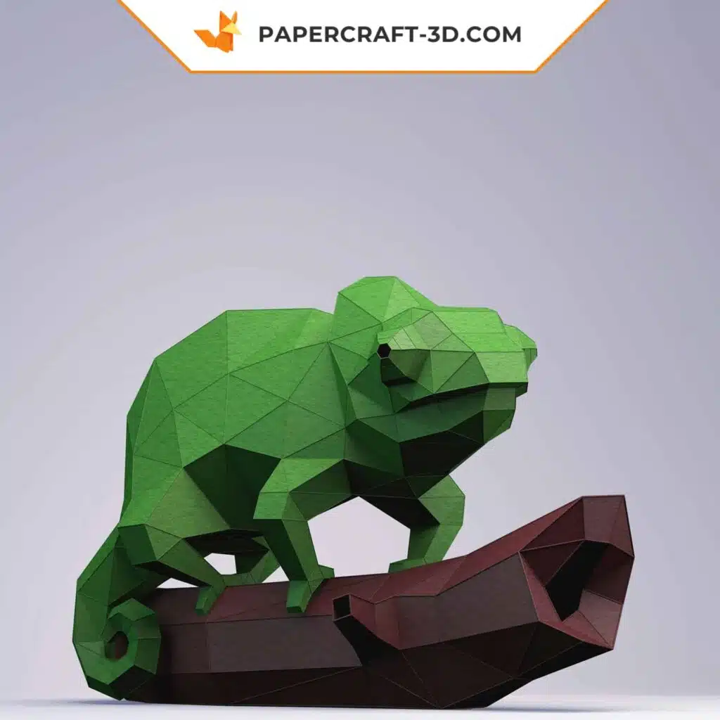 Papercraft de caméléon en origami 3D