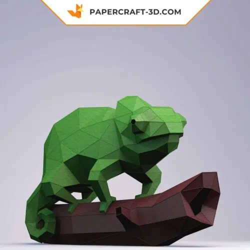 Papercraft Caméléon en papier origami 3D, modèle à télécharger en PDF