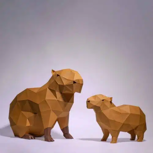 Papercraft de capibara en origami 3D