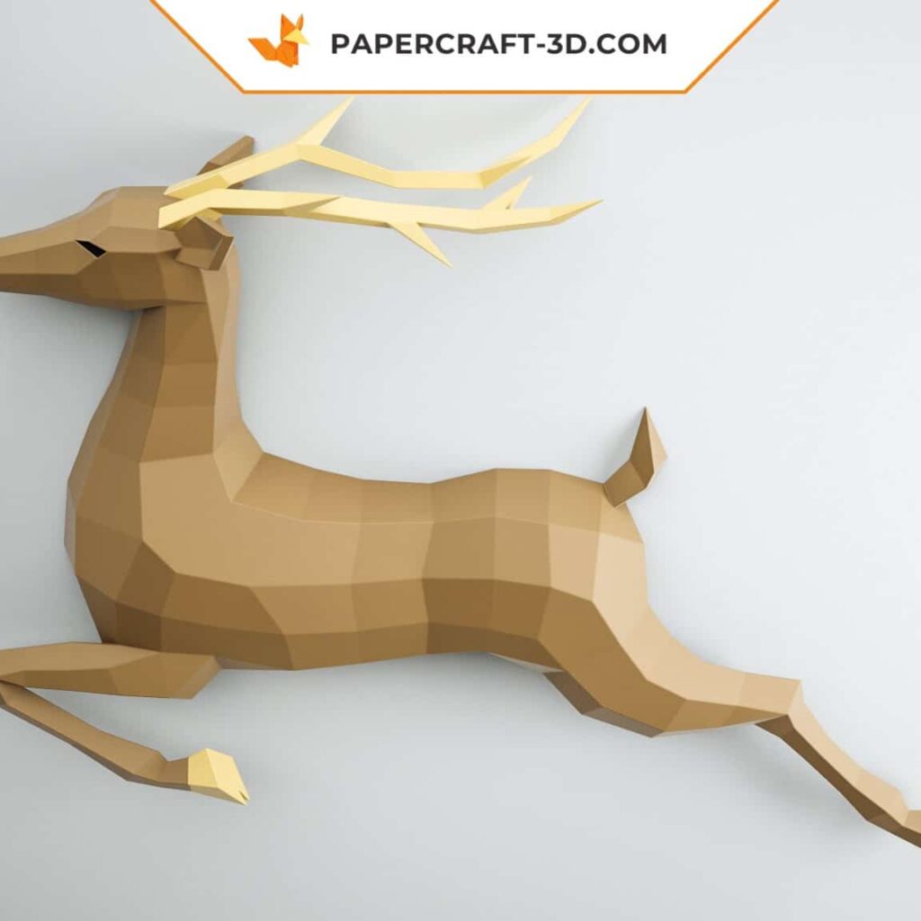 Papercraft deer wall in 3D origami Papercraft deer wall in 3D origami