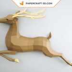 Papercraft de cerf mural en origami 3D