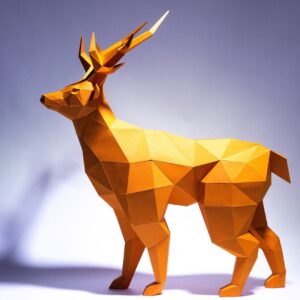 Papercraft cerf origami papier 3D modèle numérique téléchargement DIY