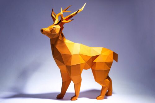 Papercraft cerf origami papier 3D modèle numérique téléchargement DIY