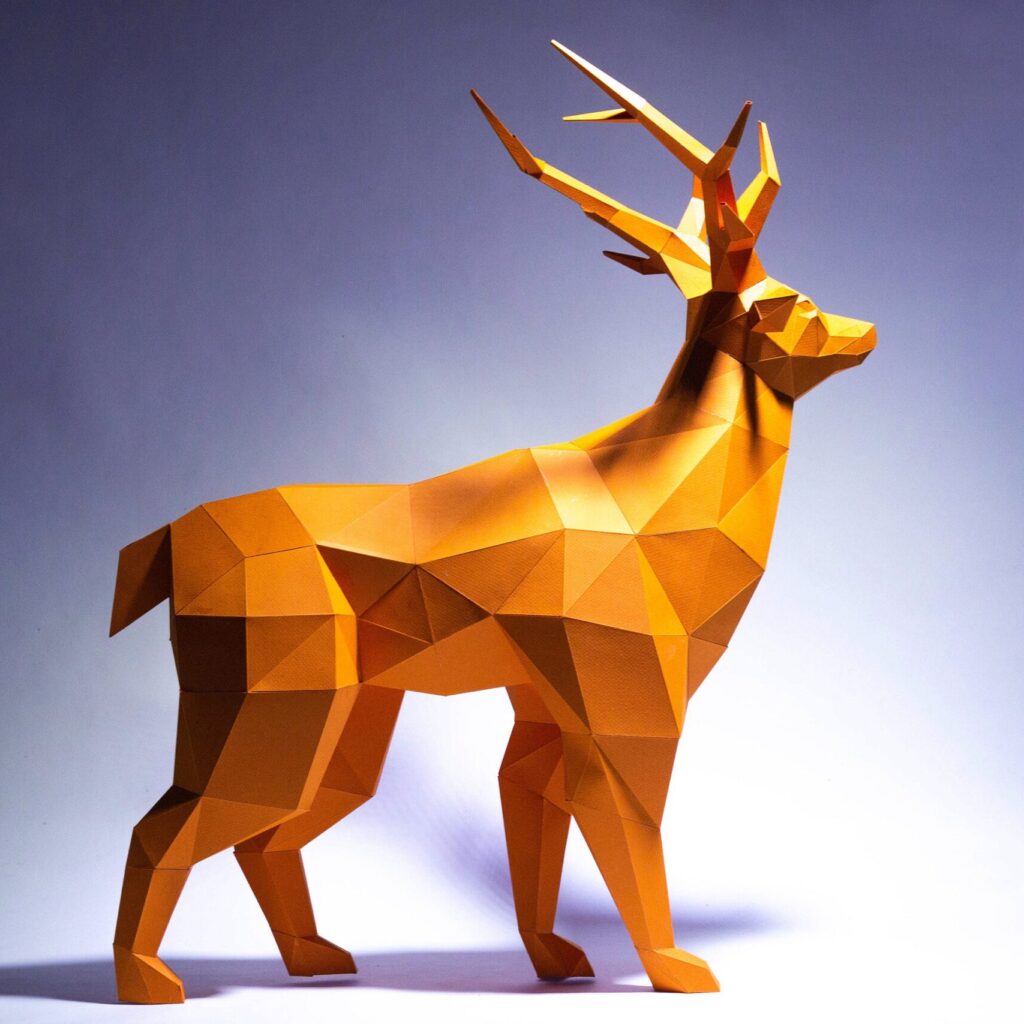 Papercraft cerf debout en origami 3D