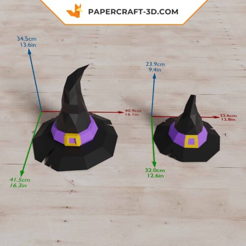 Papercraft Chapeau de Sorcière origami papier 3D DIY pour costume d’Halloween