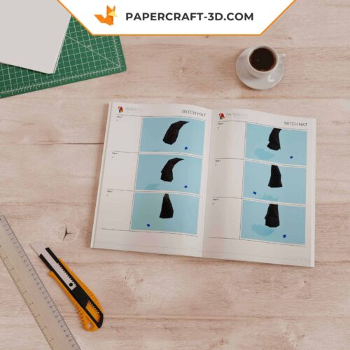 Papercraft Chapeau de Sorcière origami papier 3D DIY pour costume d’Halloween