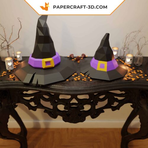 Papercraft Chapeau de Sorcière origami papier 3D DIY pour costume d’Halloween