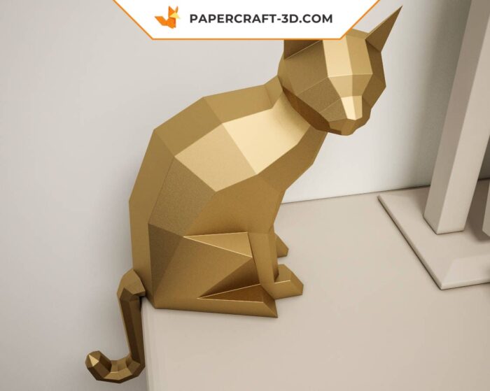 Papercraft chat 3D en origami à faire soi-même : sculpture, animaux en low poly, modèle en papier, puzzle 3D, kit instantané à télécharger en PDF