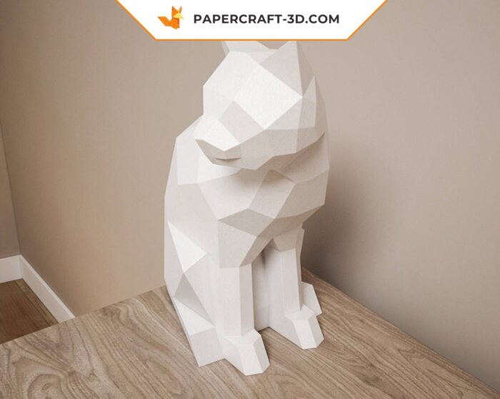 Papercraft chat 3D en origami à faire soi-même : sculpture, animaux en low poly, modèle en papier, puzzle 3D, kit instantané à télécharger en PDF