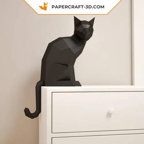 Papercraft de gato en origami 3D